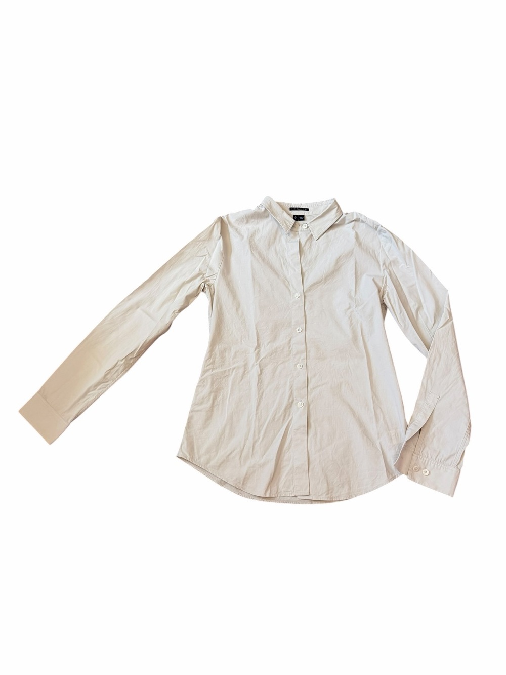 Theory Larissa 2 Button Down Shirt Off White Bone Office Women’s Sz Small - Picture 4 of 11